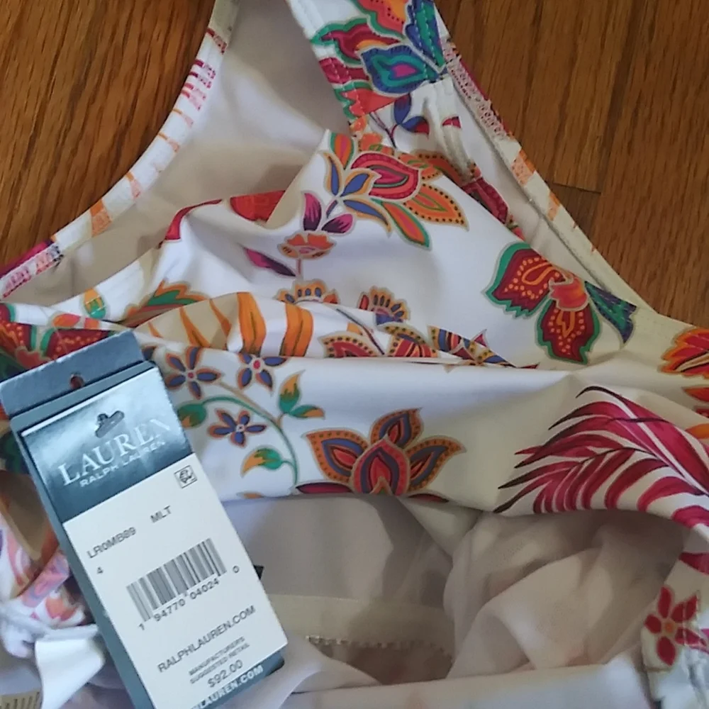 NWT.  Lauren Ralph Lauren floral one shoulder tankini.
